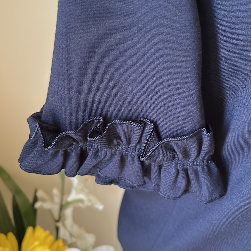 NWT Banana Republic Navy Ruffled Short Sleeve Top. Size XS - Picture 2 of 4